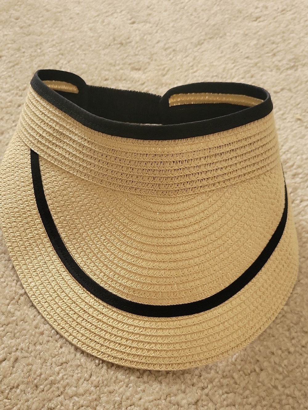 Kendall & Kylie Natural Straw Visor with Black Trim